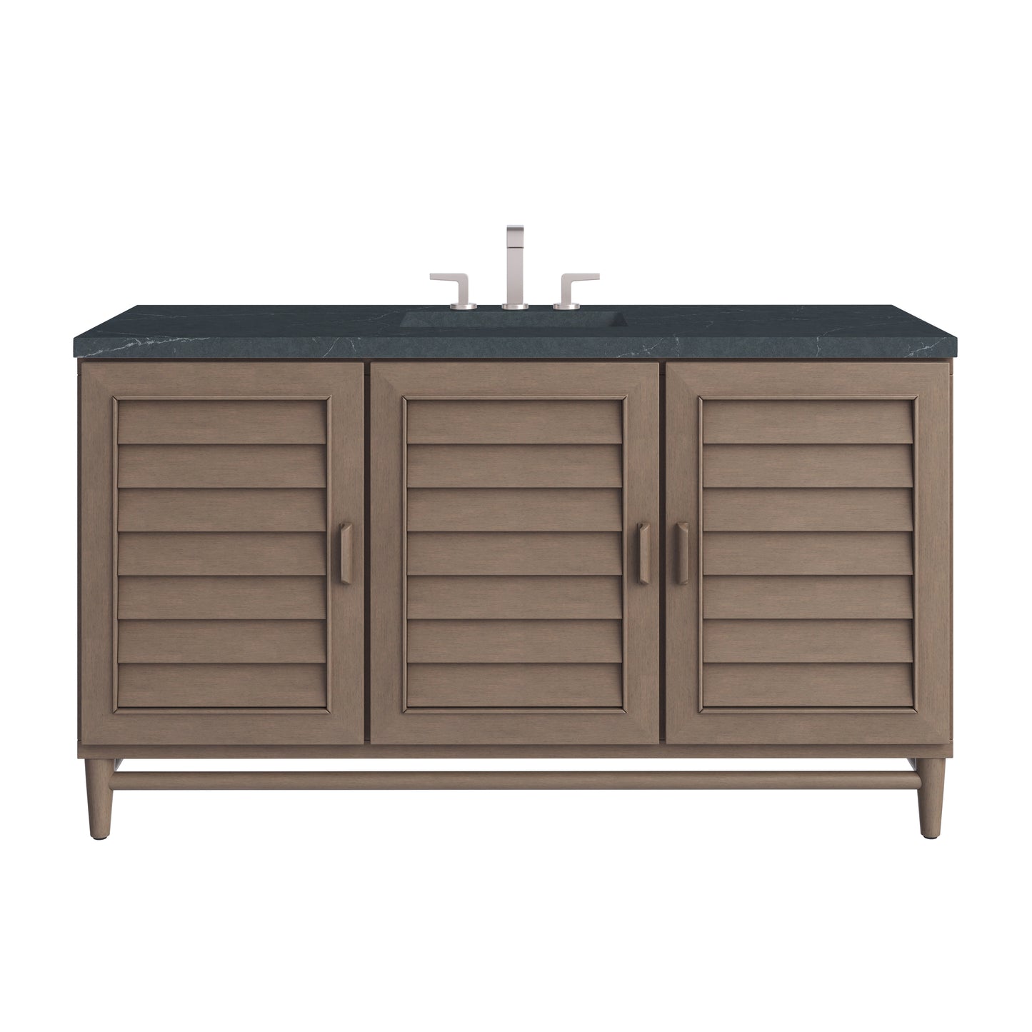 Renovate for Less Atlanta Portland 60" Single Vanity Whitewashed Walnut w/ 3 CM Charcoal Soapstone Silestone Top