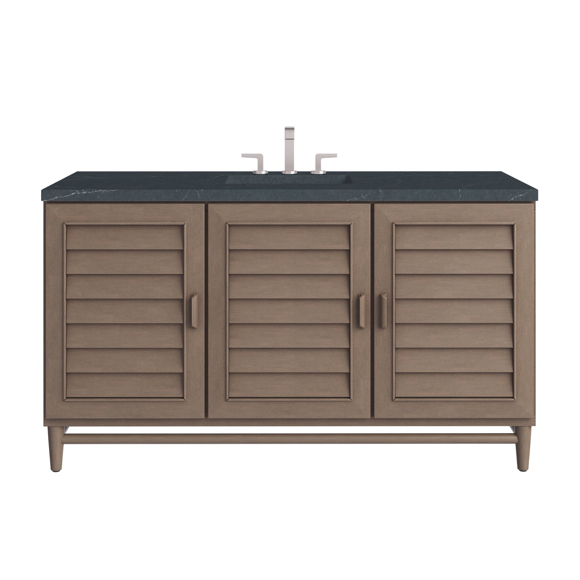 Renovate for Less Atlanta Portland 60" Single Vanity Whitewashed Walnut w/ 3 CM Charcoal Soapstone Silestone Top