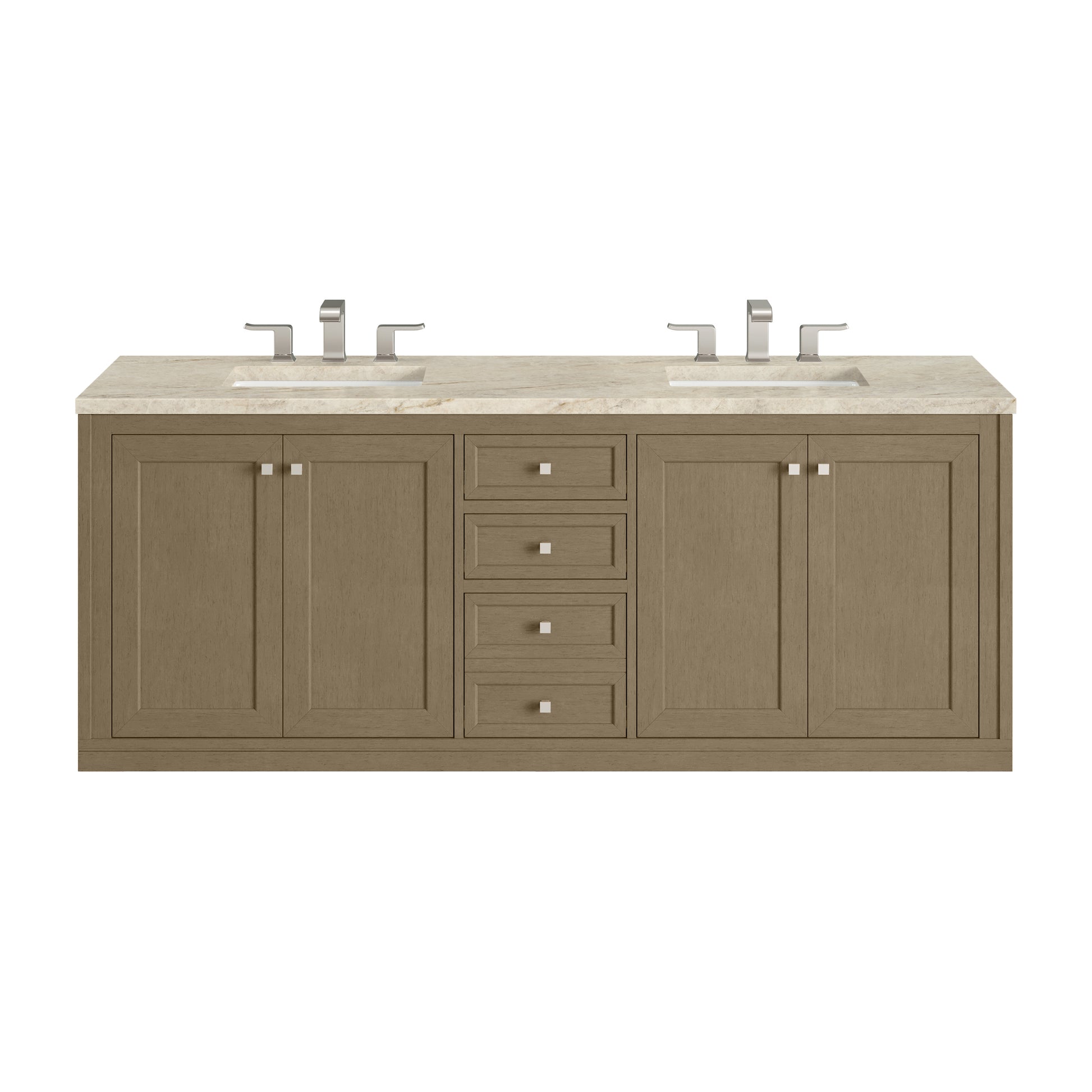 Renovate for Less Atlanta Chicago 72" Double Vanity, Walnut Whisper, w/ 3 CM Tajnar Eclos Top