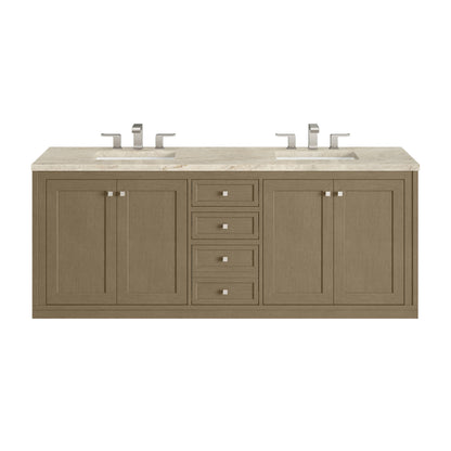 Renovate for Less Atlanta Chicago 72" Double Vanity, Walnut Whisper, w/ 3 CM Tajnar Eclos Top