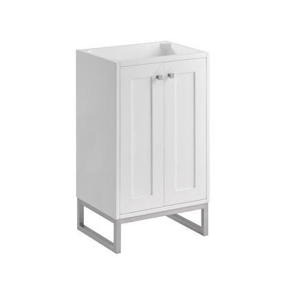 Renovate for Less Atlanta Chianti 20" Single Vanity, Glossy White, Brushed Nickel, w/ White Glossy Composite Stone Top