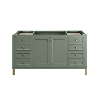 Renovate for Less Atlanta Chicago 60" Single Vanity, Smokey Celadon, w/ Single Hole 3CM White Zeus Silestone® Top & Backsplash