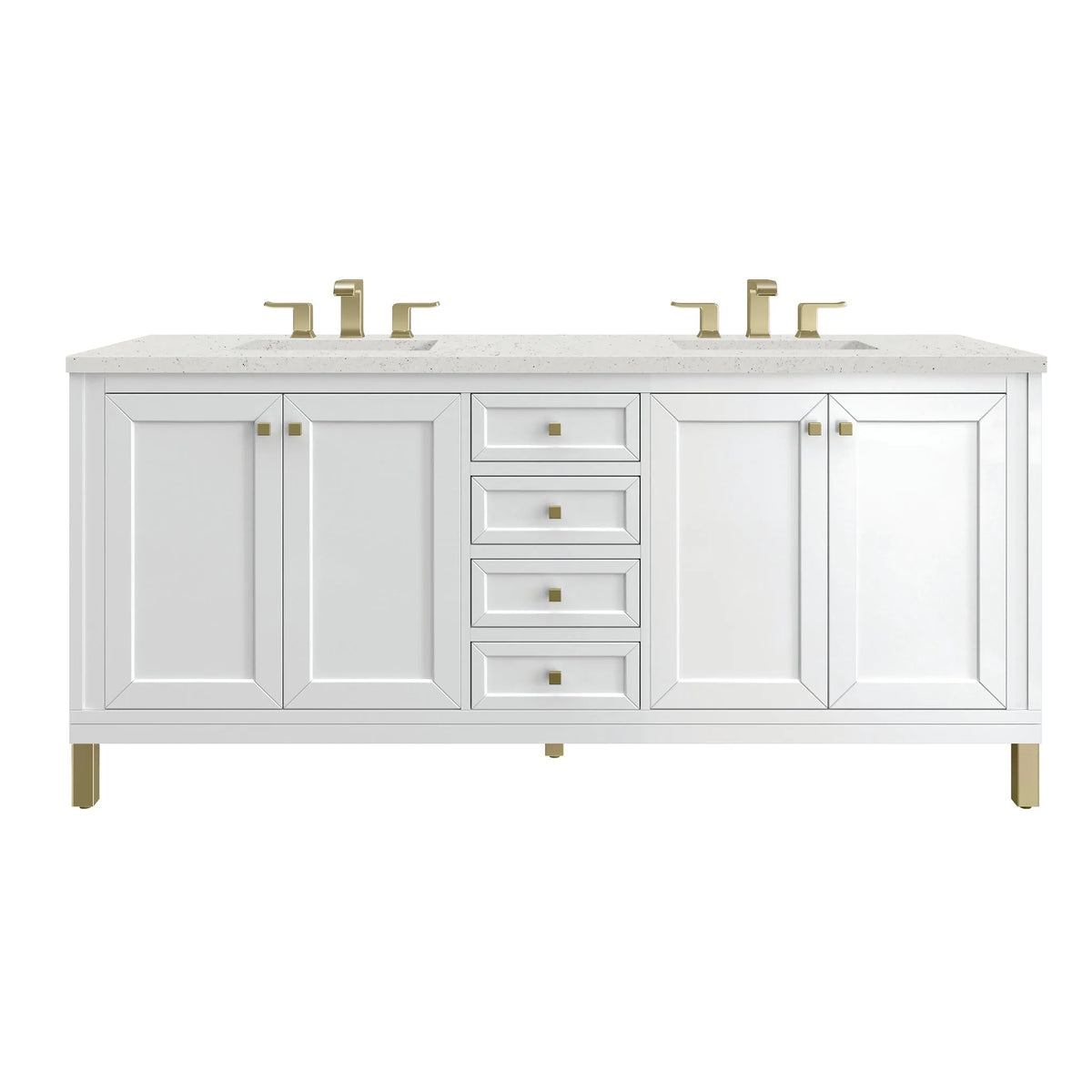 Chicago 72" Double Vanity, Glossy White, w/ 3 CM Lime Delight Silestone® Top