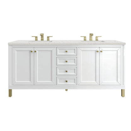 Chicago 72" Double Vanity, Glossy White, w/ 3 CM Lime Delight Silestone® Top
