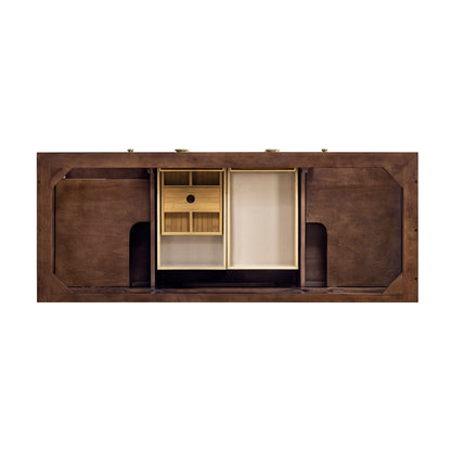 Renovate for Less Atlanta Amberly 60" Double Vanity, Mid-Century Walnut, w/ 3 CM Siberian Silestone Top w/FreePower Wireless Charger