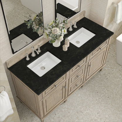 Renovate for Less Atlanta Lorelai 60" Double Vanity, Whitewashed Oak, w/ 3 CM Phantome Eclos Top