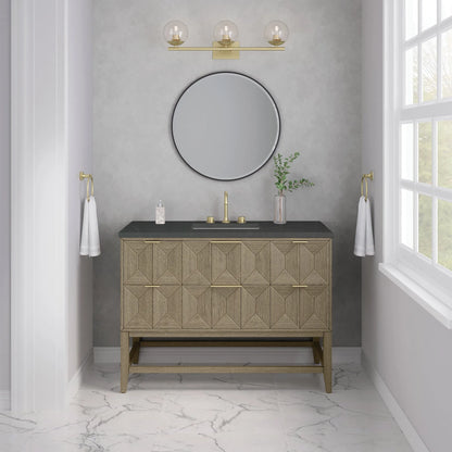 Emmeline 48" Single Vanity, Pebble Oak w/ 3 CM Charcoal Soapstone Silestone Top