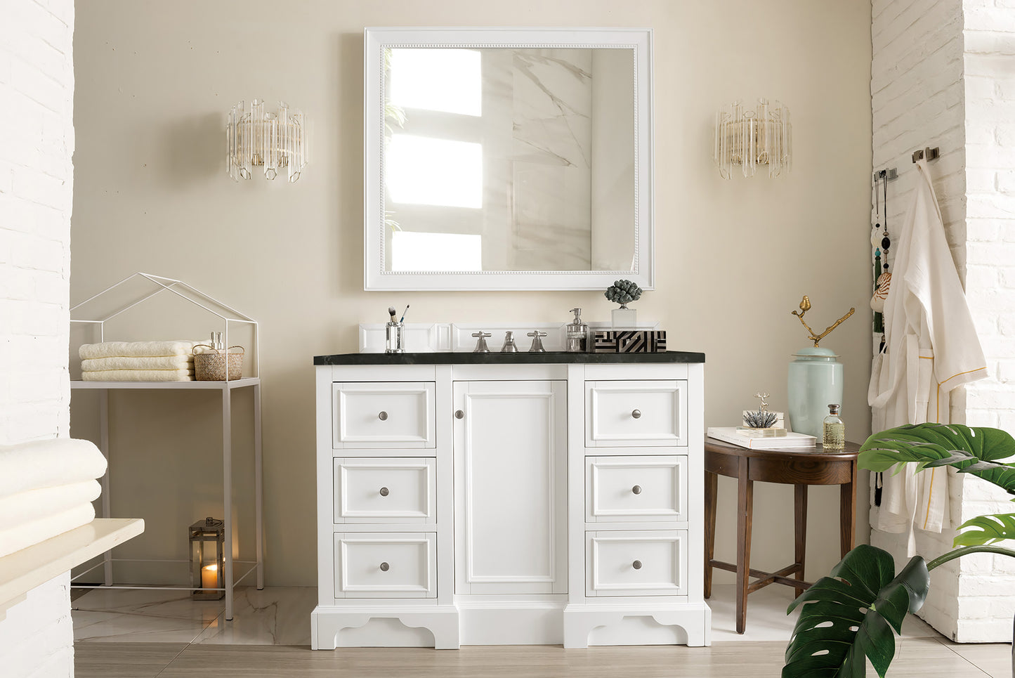 Renovate for Less Atlanta De Soto 48" Single Vanity, Bright White, w/ 3 CM Phantome Eclos Top
