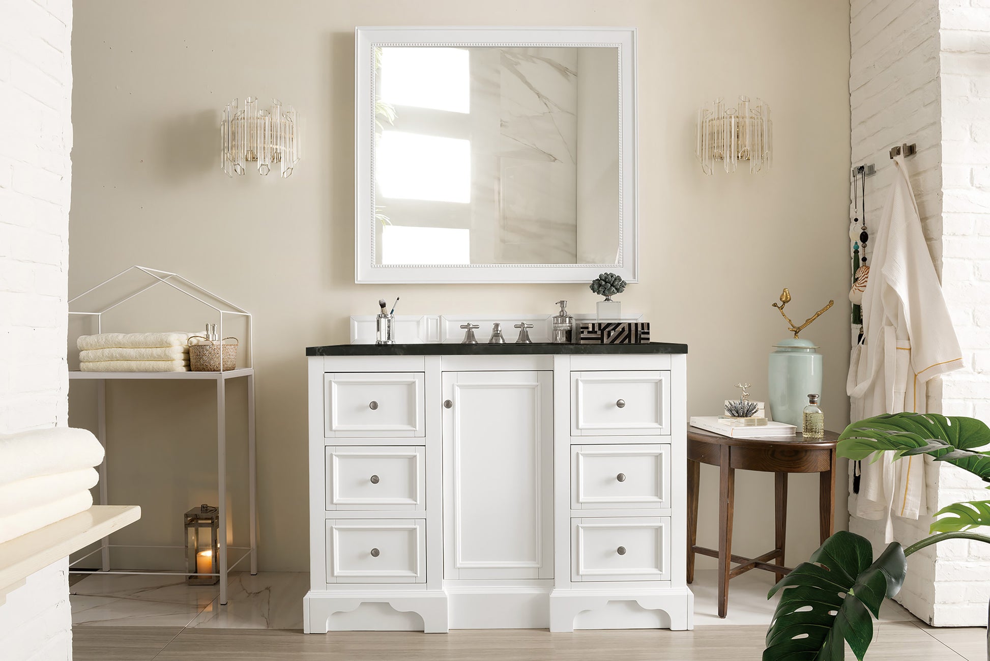 Renovate for Less Atlanta De Soto 48" Single Vanity, Bright White, w/ 3 CM Phantome Eclos Top