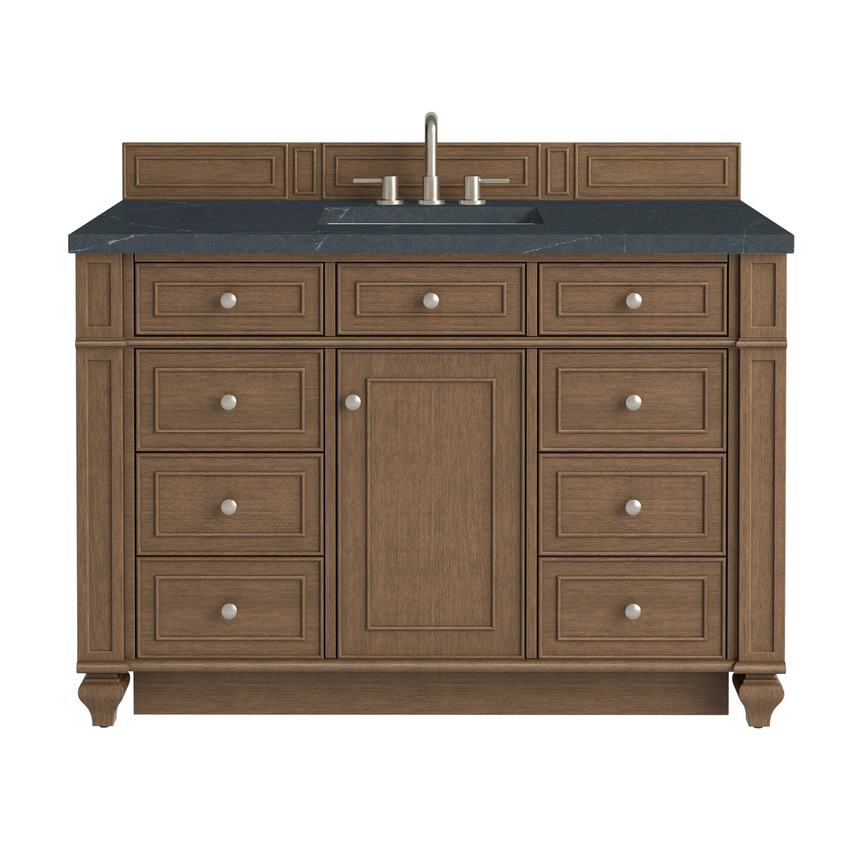 Bristol 48" Single Vanity, Saddle Brown w/ 3 CM Charcoal Soapstone Silestone Top