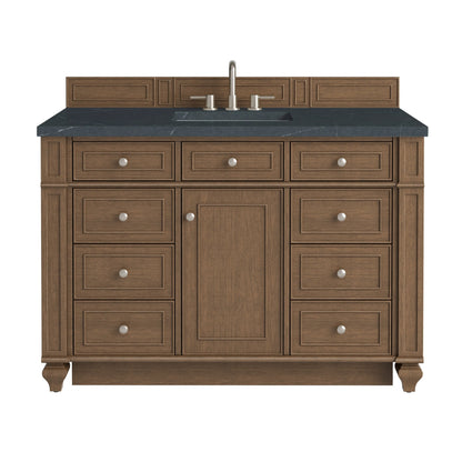 Bristol 48" Single Vanity, Saddle Brown w/ 3 CM Charcoal Soapstone Silestone Top