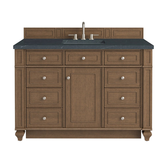 Bristol 48" Single Vanity, Saddle Brown w/ 3 CM Charcoal Soapstone Silestone Top