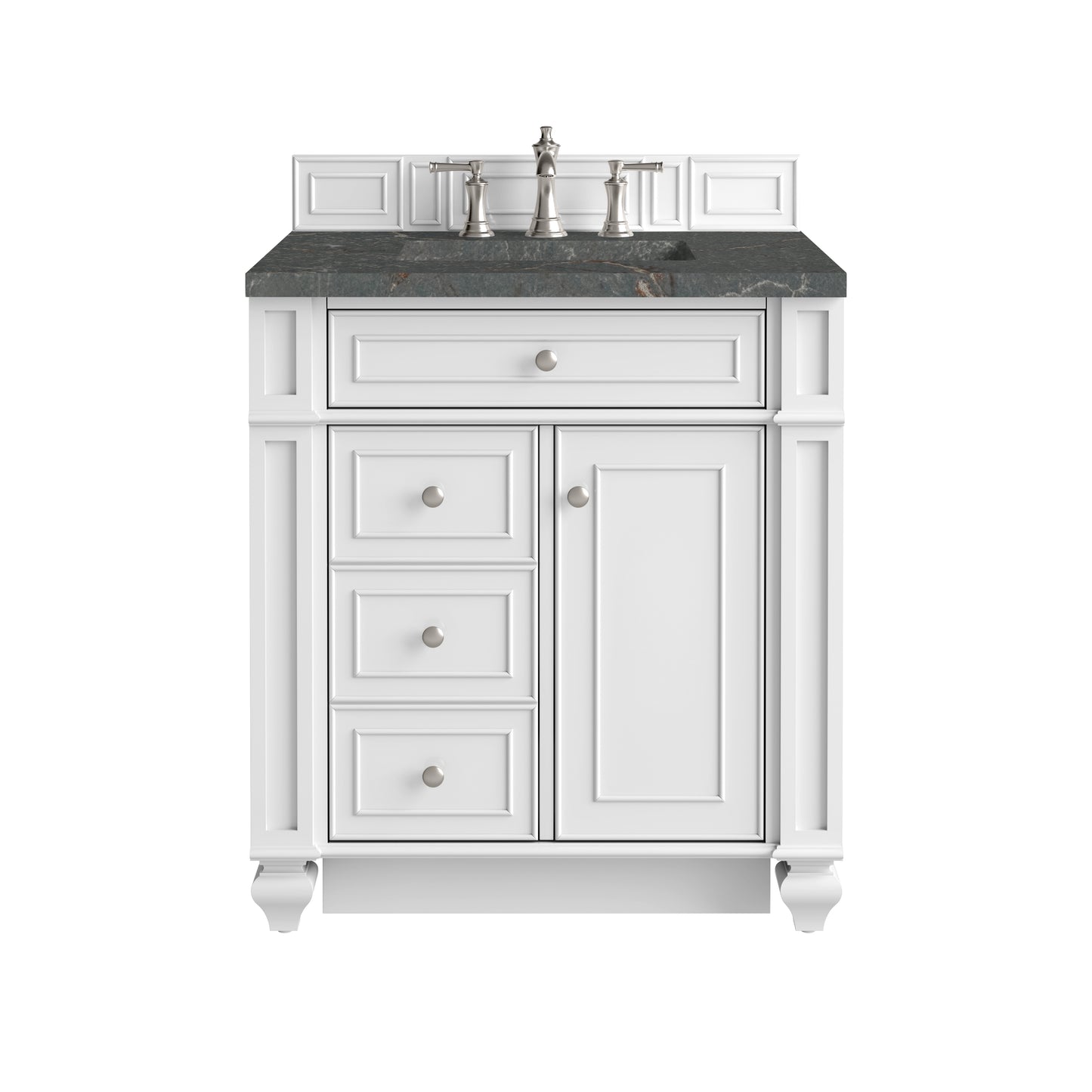 Renovate for Less Atlanta Bristol 30" Single Vanity, Bright White w/ 3 CM Parisien Bleu Silestone Top