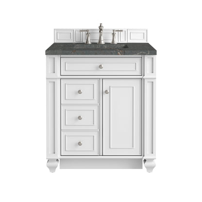 Renovate for Less Atlanta Bristol 30" Single Vanity, Bright White w/ 3 CM Parisien Bleu Silestone Top