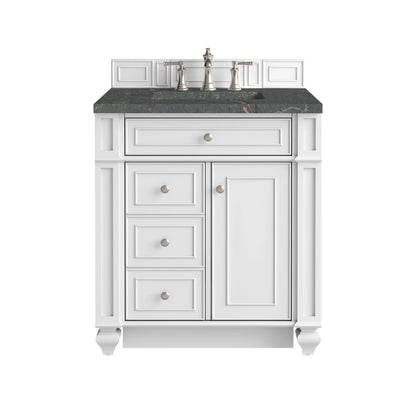 Bristol 30" Single Vanity, Bright White w/ 3 CM Parisien Bleu Silestone Top