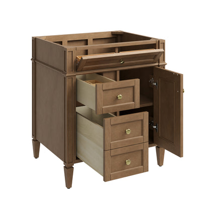 Renovate for Less Atlanta Brittany 30" Single Vanity, Pecan w/ 3 CM Siberian Silestone Top