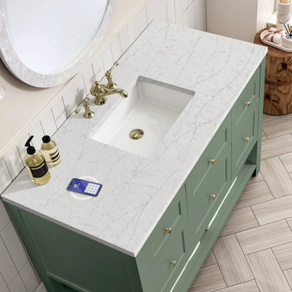 Breckenridge 48" Single Vanity, Smokey Celadon w/ 3 CM Eternal Jasmine Pearl Top w/FreePower Wireless Charger
