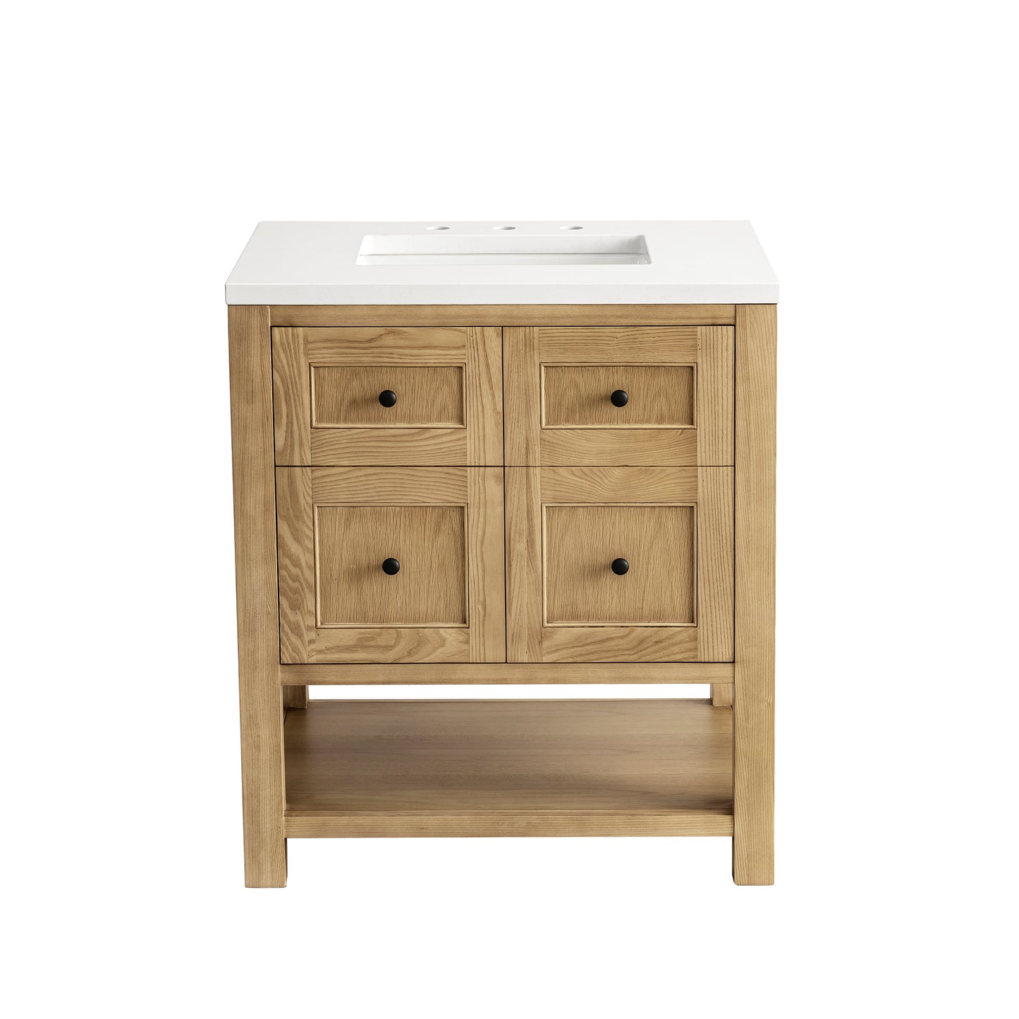Renovate for Less Atlanta Breckenridge 30" Single Vanity, Light Natural Oak w/ 3 CM White Zeus Top