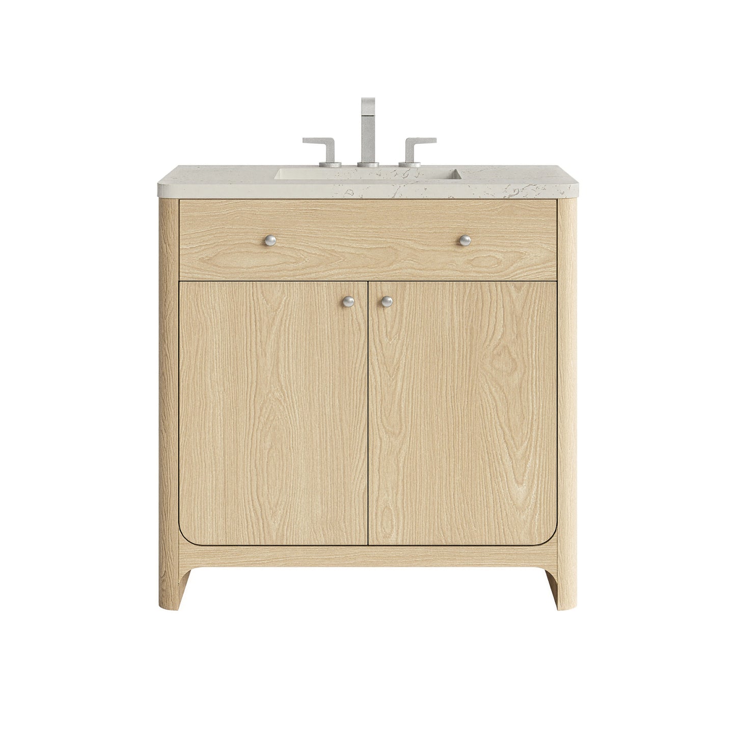 Renovate for Less Atlanta Gracyn 36" Single Vanity, Coastal Driftwood, w/ 3 CM Siberian Silestone Widespread Top