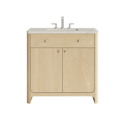 Gracyn 36" Single Vanity, Coastal Driftwood, w/ 3 CM Siberian Silestone Widespread Top