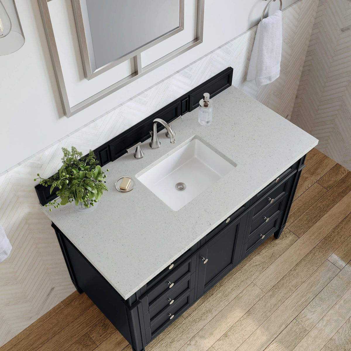 Brittany 48" Single Vanity, Black Onyx w/ 3 CM Lime Delight Silestone Top
