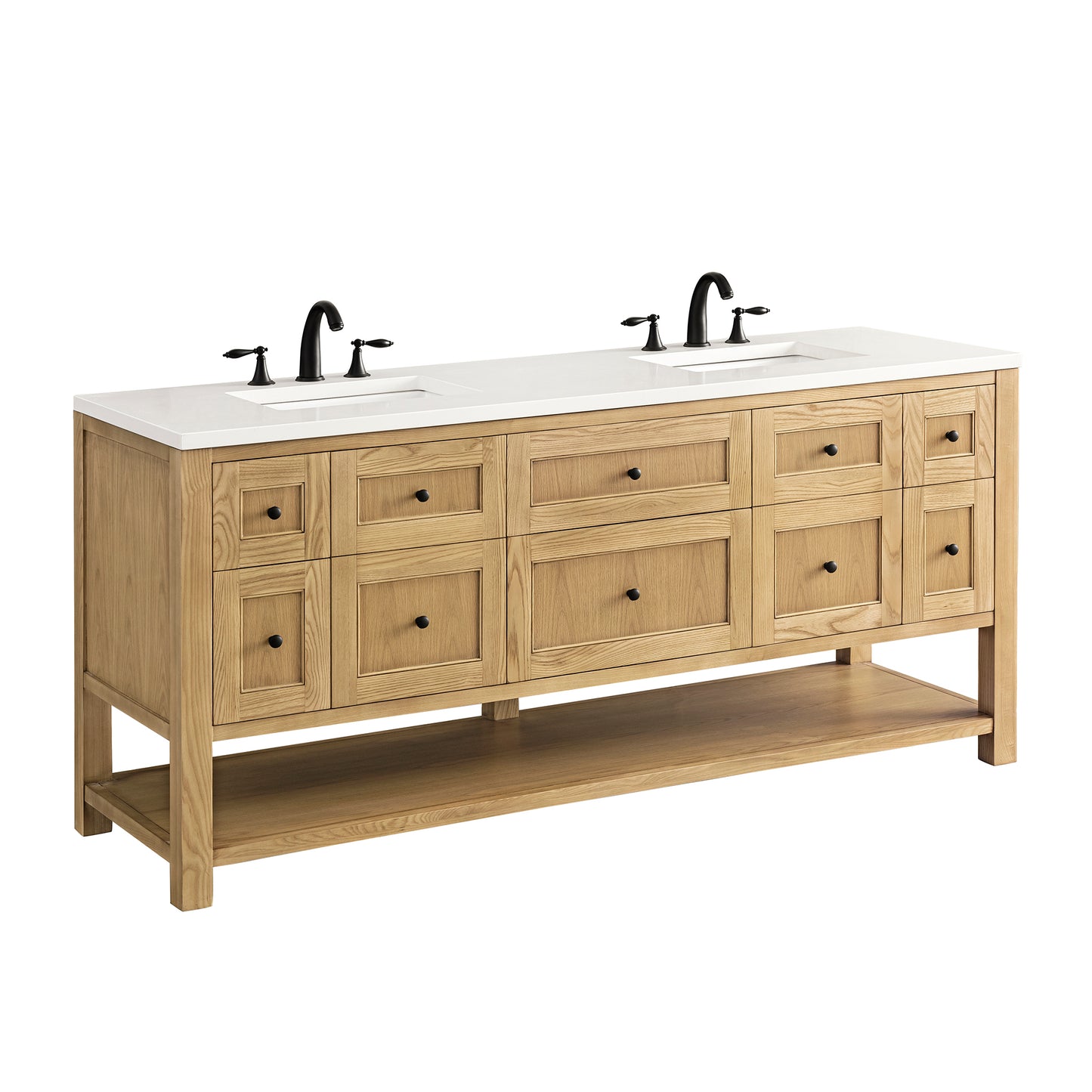 Renovate for Less Atlanta Breckenridge 72" Double Vanity, Light Natural Oak w/ 3 CM White Zeus Top