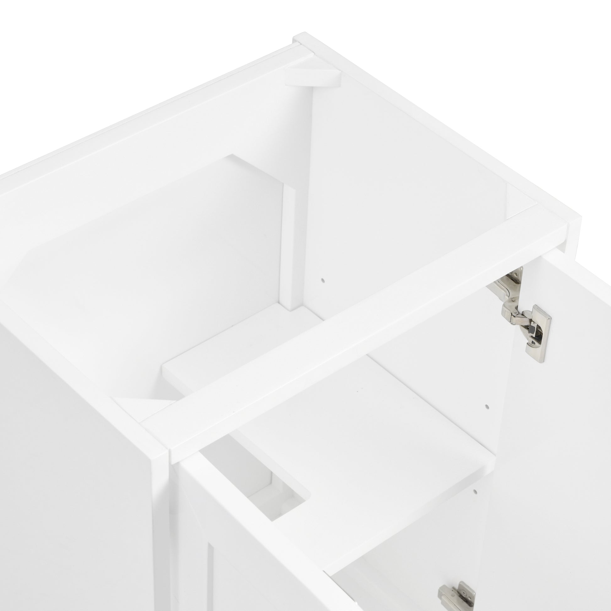 Renovate for Less Atlanta Chianti 20" Single Vanity, Glossy White, Matte Black, w/ White Glossy Composite Stone Top