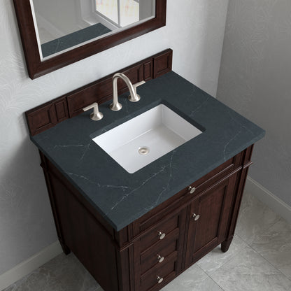 Renovate for Less Atlanta Brittany 30" Single Vanity, Burnished Mahogany, w/ 3 CM Charcoal Soapstone Silestone Top