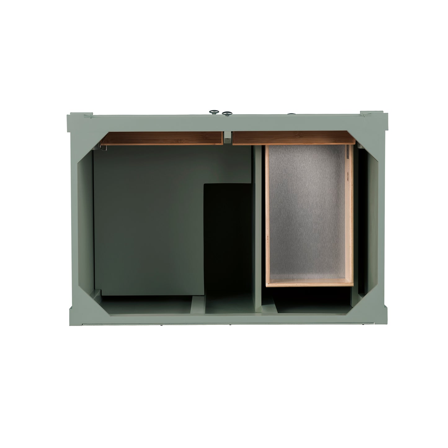 Renovate for Less Atlanta Brittany 36" Single Vanity, Smokey Celadon w/ 3 CM Victorian Silver Top