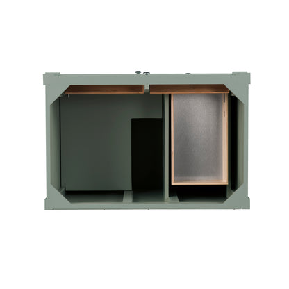 Renovate for Less Atlanta Brittany 36" Single Vanity, Smokey Celadon w/ Single Hole 3 CM White Zeus Top & Backsplash
