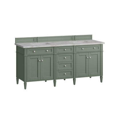 Renovate for Less Atlanta Brittany 72" Double Vanity, Smokey Celadon w/ 3 CM Victorian Silver Top