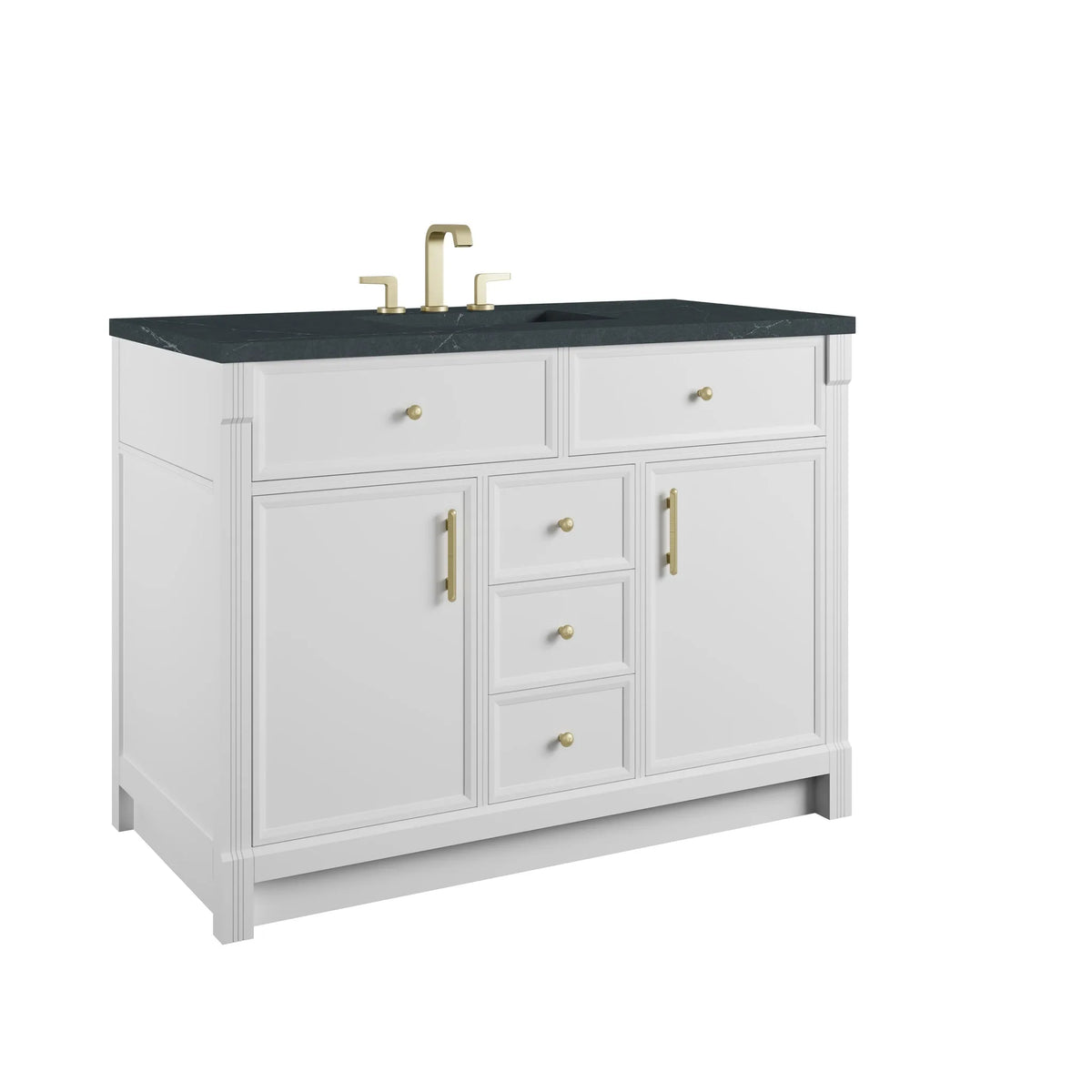 Bellshire 48" Single Vanity, Bright White w/ 3 CM Charcoal Soapstone Silestone Top