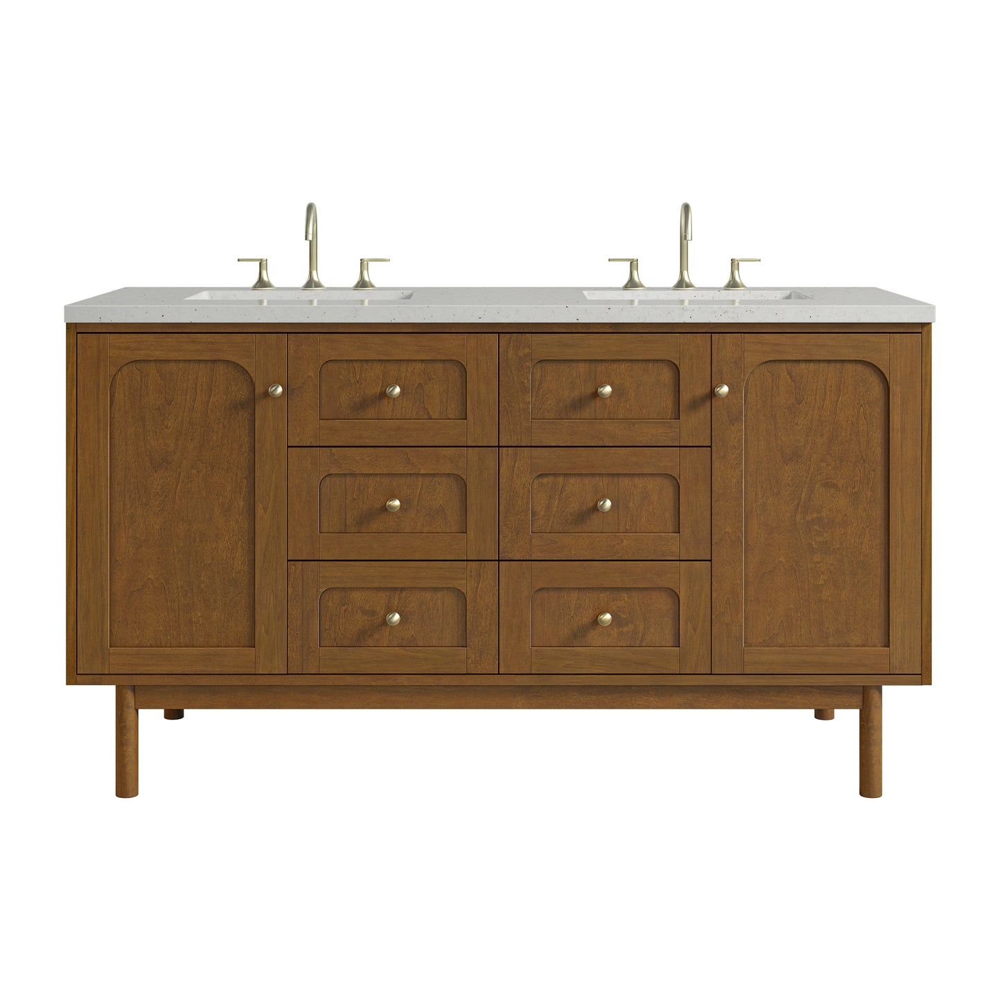 Renovate for Less Atlanta Laurent 60" Double Vanity, Honey Oak w/ 3 CM Lime Delight Silestone Top