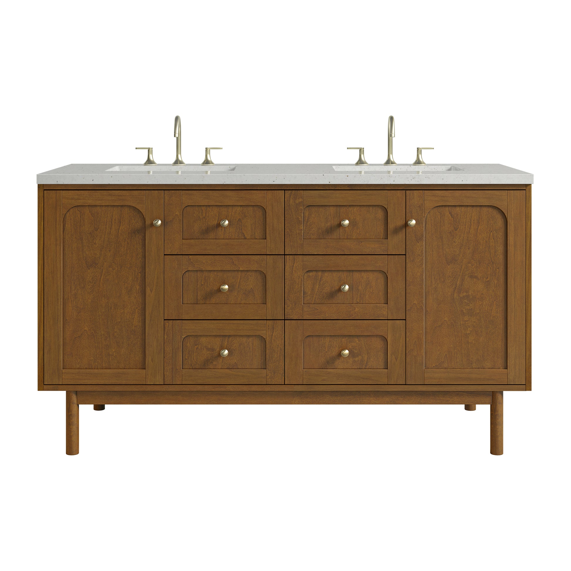 Renovate for Less Atlanta Laurent 60" Double Vanity, Honey Oak w/ 3 CM Lime Delight Silestone Top
