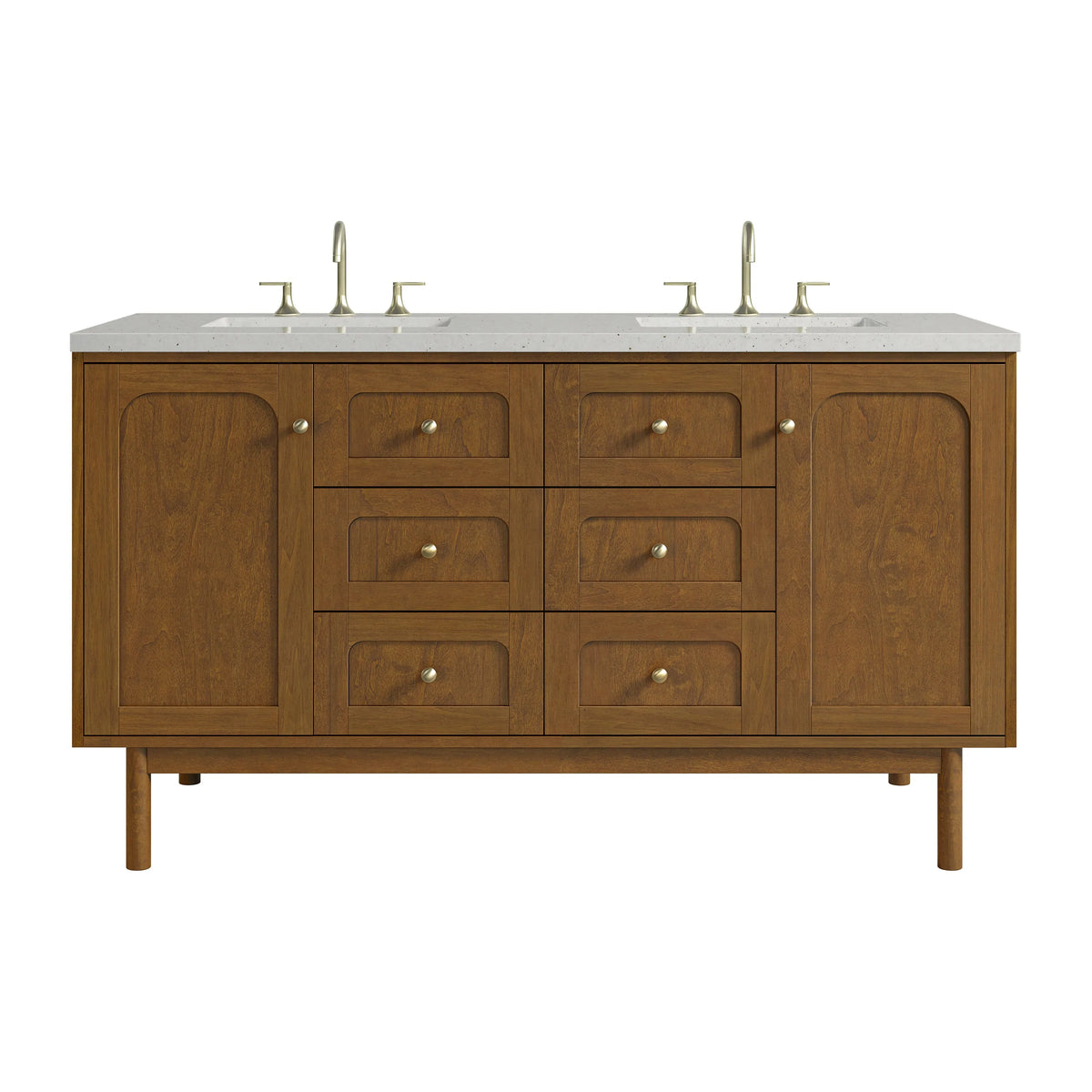 Laurent 60" Double Vanity, Honey Oak w/ 3 CM Lime Delight Silestone Top