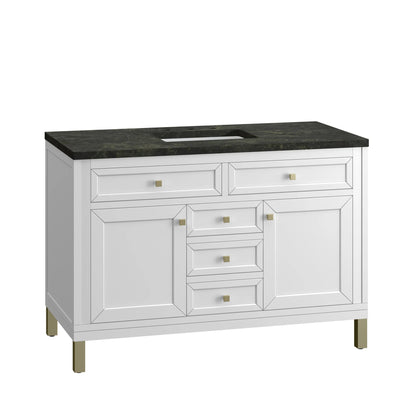 Chicago 48" Single Vanity, Glossy White, w/ 3 CM Phantome Eclos Top