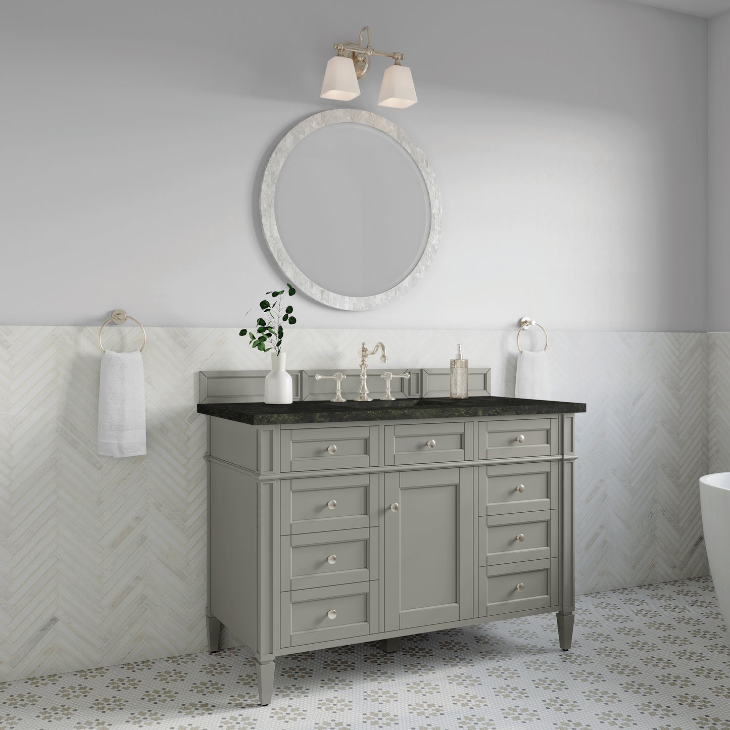 Renovate for Less Atlanta Brittany 48" Single Vanity, Urban Gray, w/ 3 CM Phantome Eclos Top