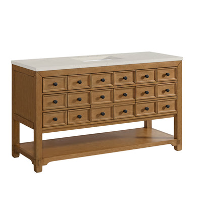 Renovate for Less Atlanta Malibu 60" Single Vanity, Amber Birch, w/ 3 CM Siberian Silestone Top