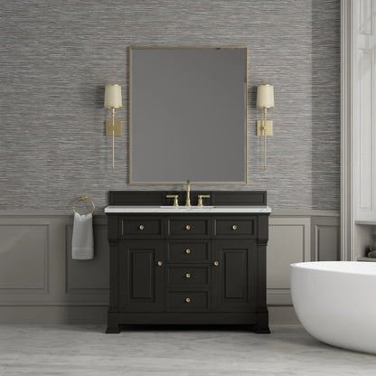 Brookfield 48" Single Vanity, Black Onyx w/ 3 CM Ethereal Noctis Silestone Top w/ FreePower Wireless Charger