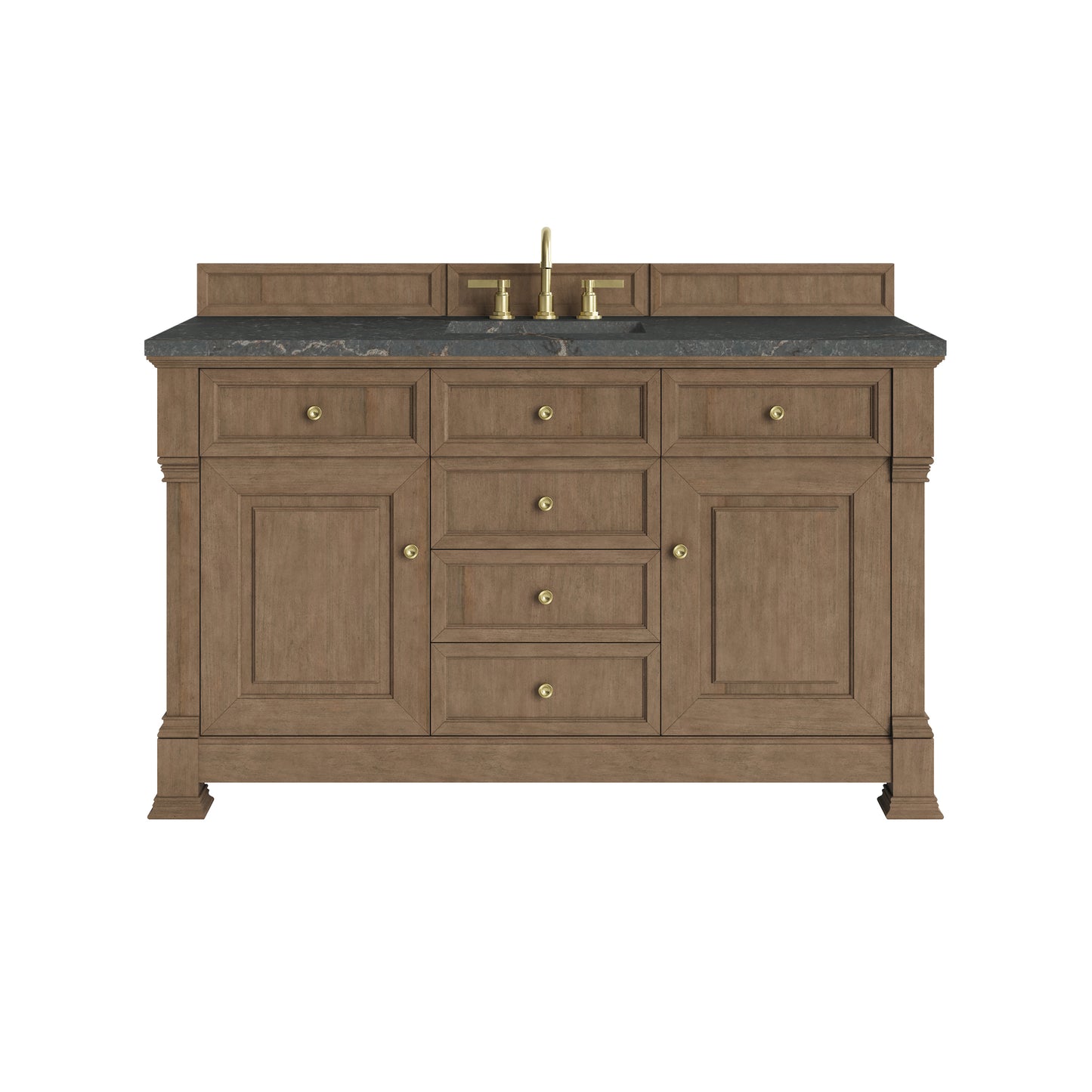 Renovate for Less Atlanta Brookfield 60" Single Vanity, Pecan w/ 3 CM Parisien Bleu Silestone Top