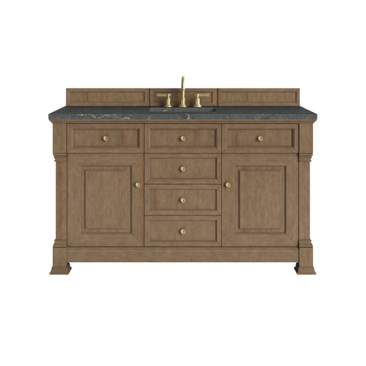 Brookfield 60" Single Vanity, Pecan w/ 3 CM Parisien Bleu Silestone Top