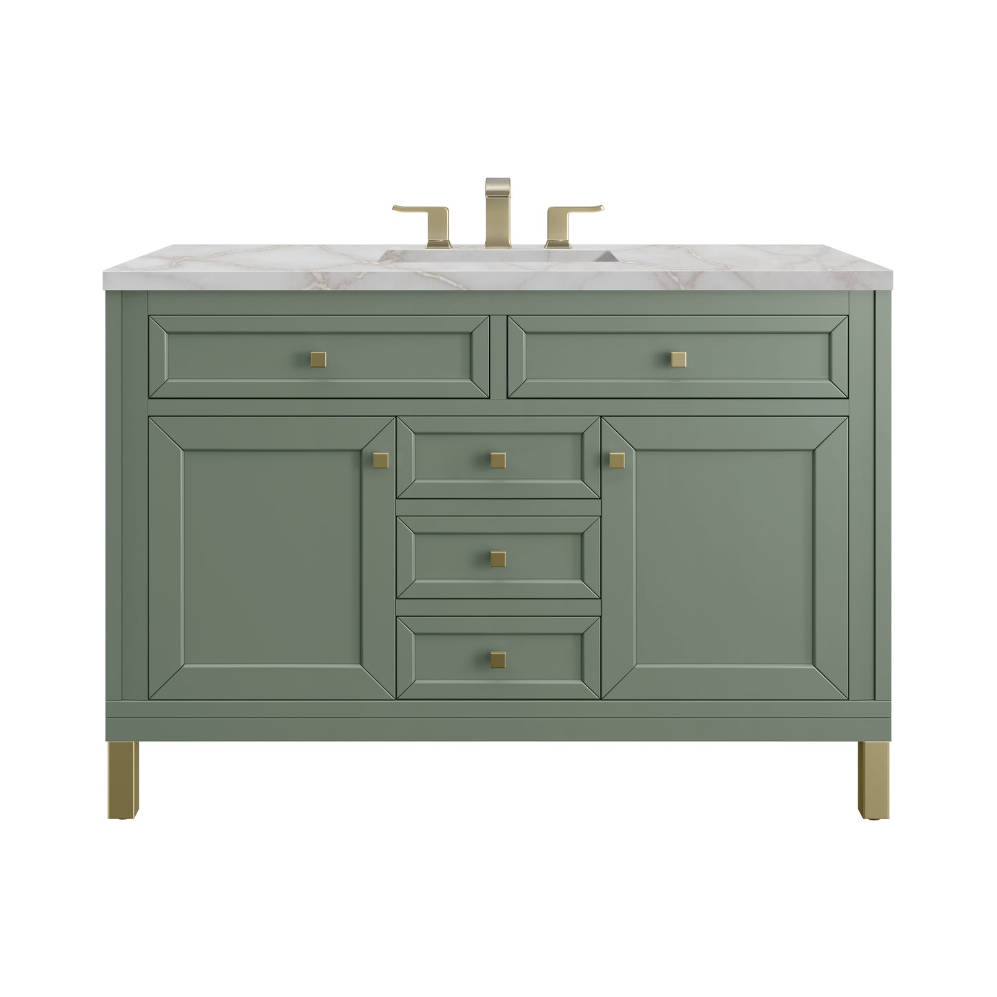 Renovate for Less Atlanta Chicago 48" Single Vanity, Smokey Celadon, w/ 3 CM Victorian Silver Silestone® Top w/FreePower Wireless Charger