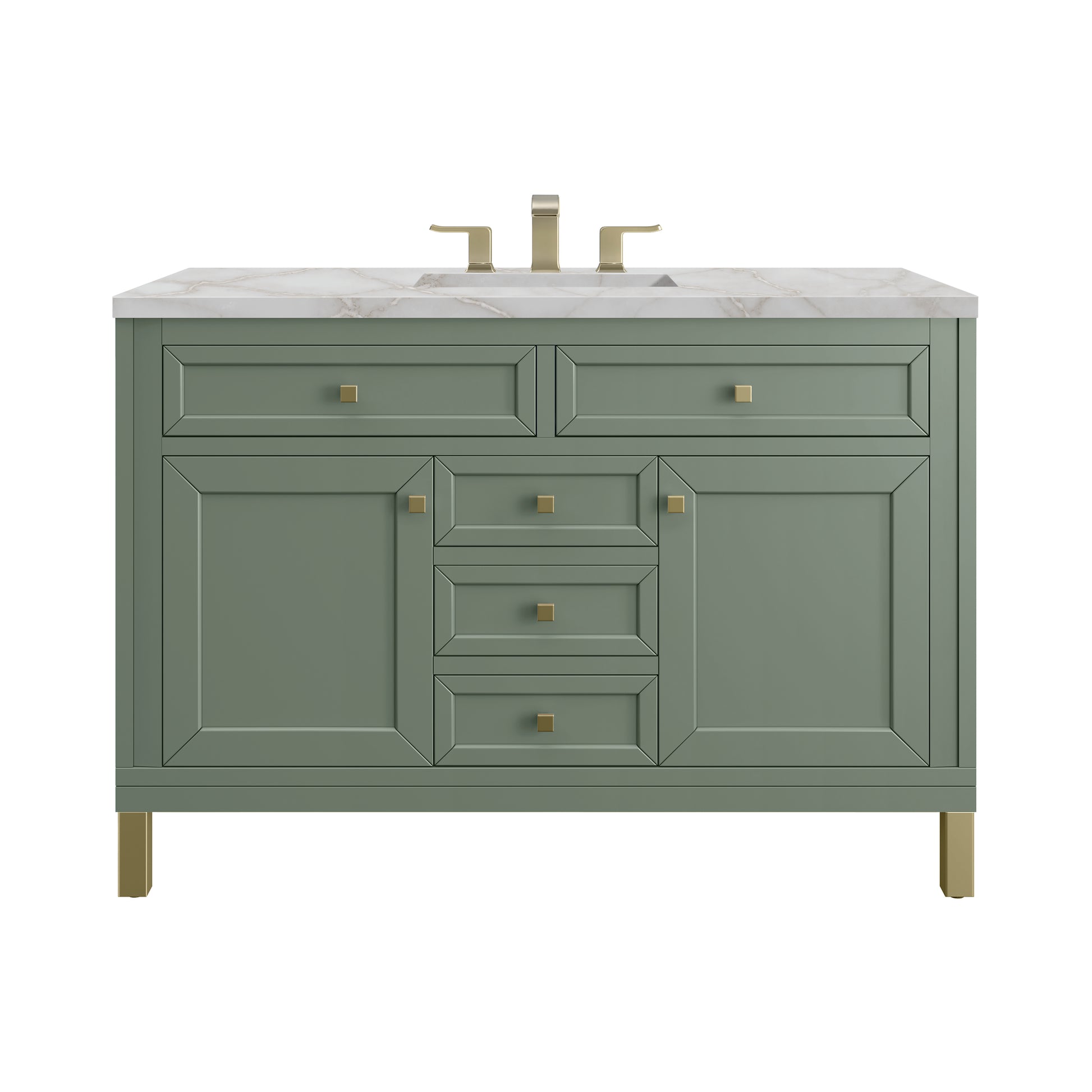 Renovate for Less Atlanta Chicago 48" Single Vanity, Smokey Celadon, w/ 3 CM Victorian Silver Silestone® Top w/FreePower Wireless Charger