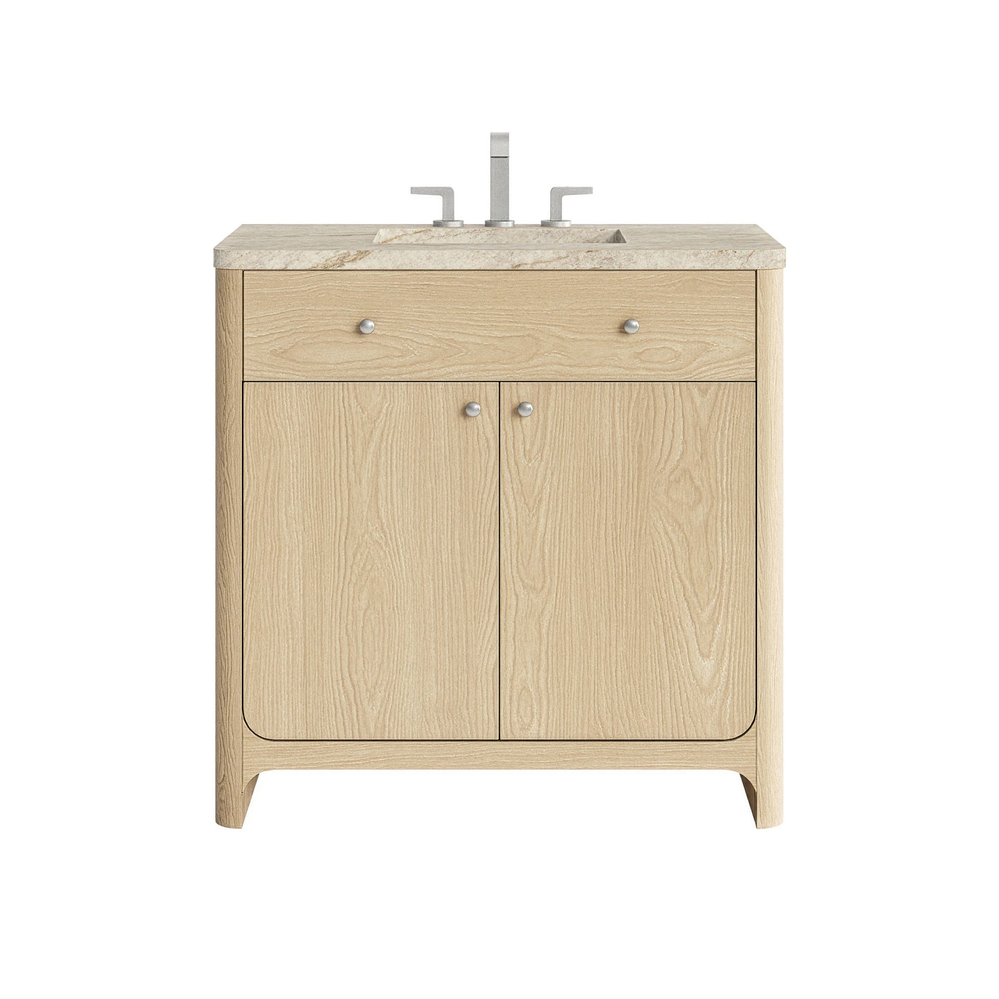 Renovate for Less Atlanta Gracyn 36" Single Vanity, Coastal Driftwood, w/ 3 CM Tajnar Eclos Widespread Top