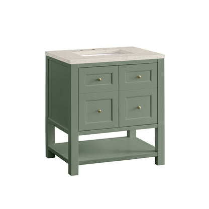Renovate for Less Atlanta Breckenridge 30" Single Vanity, Smokey Celadon, w/ 3 CM Siberian Silestone Top