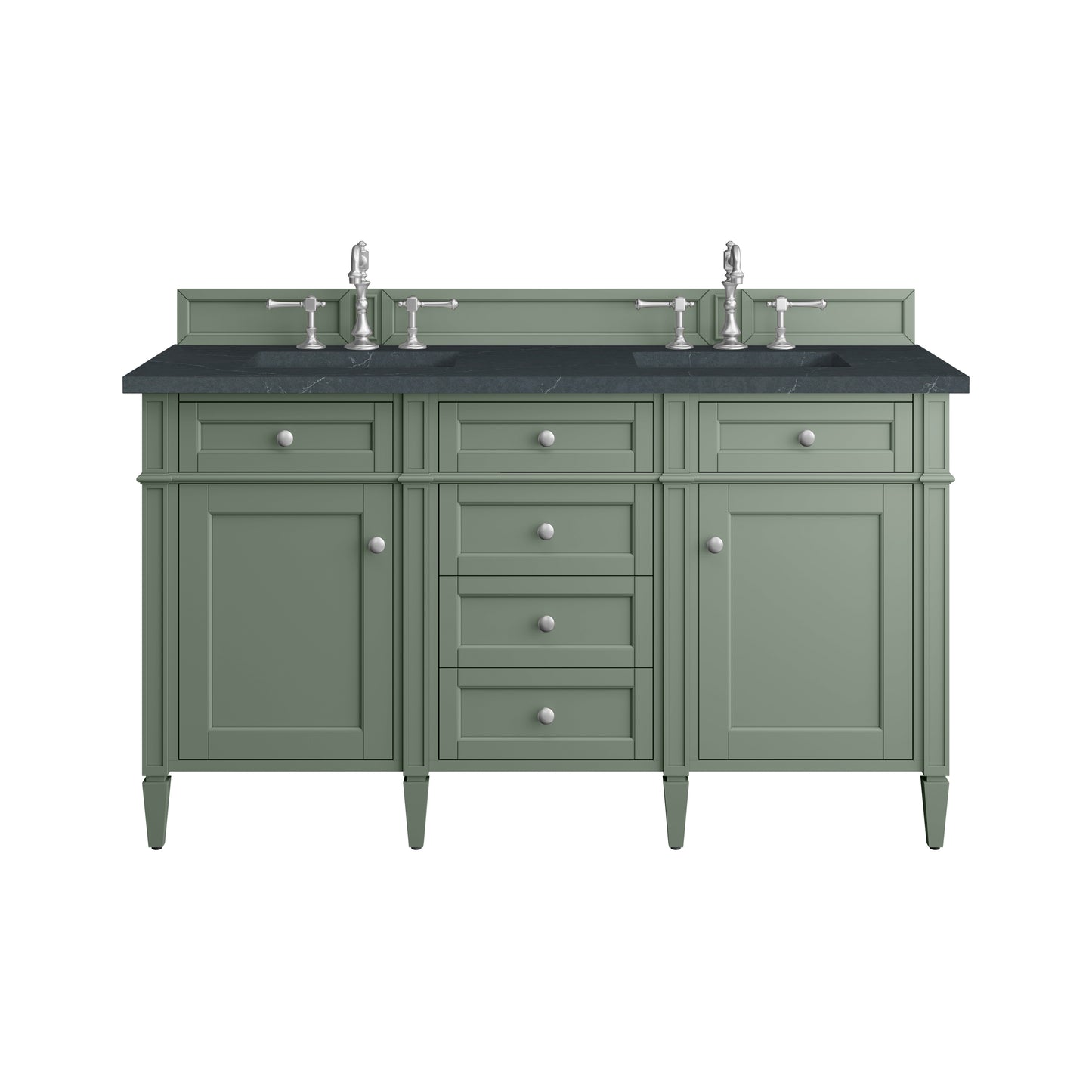 Renovate for Less Atlanta Brittany 60" Double Vanity, Smokey Celadon w/ 3 CM Charcoal Soapstone Top