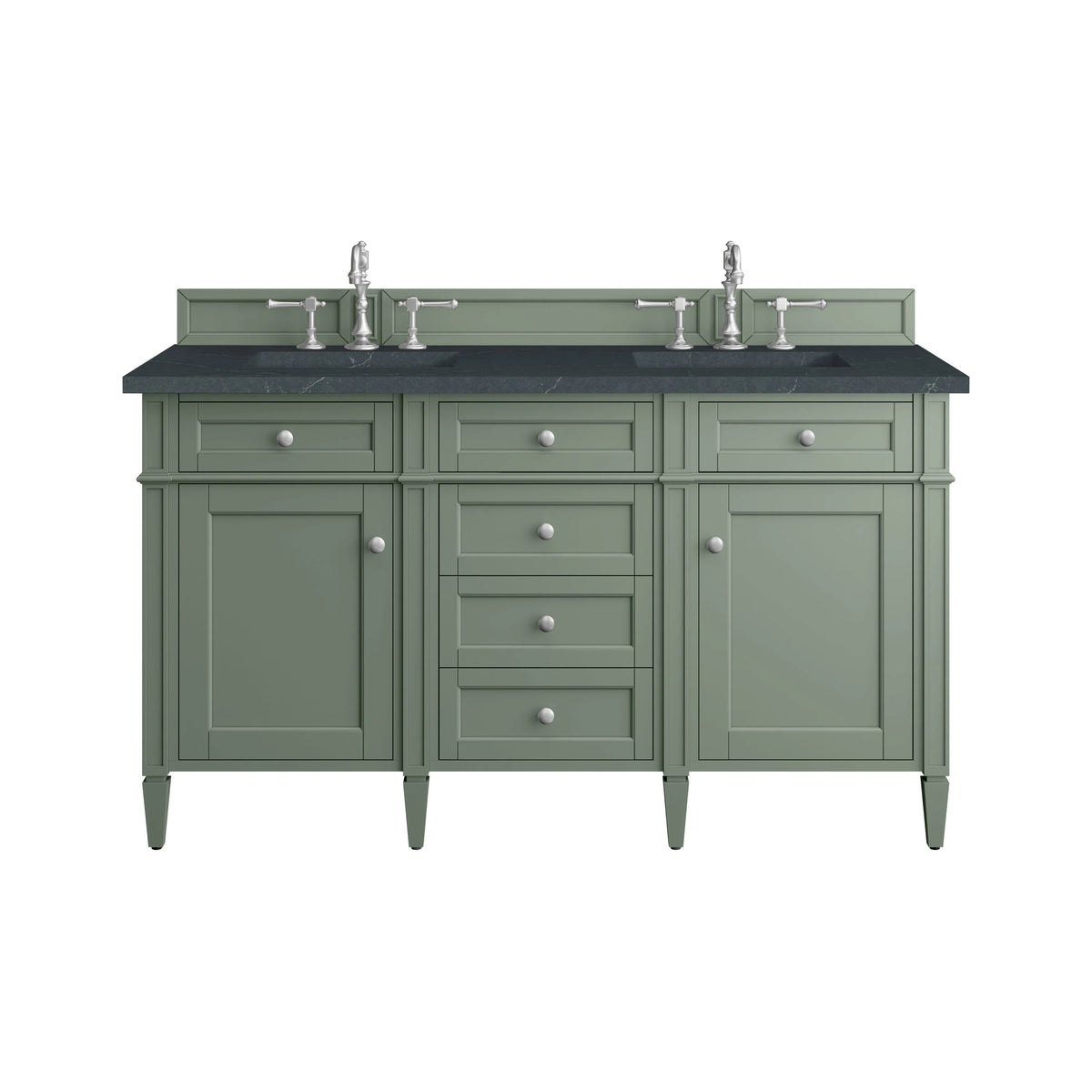 Brittany 60" Double Vanity, Smokey Celadon w/ 3 CM Charcoal Soapstone Top