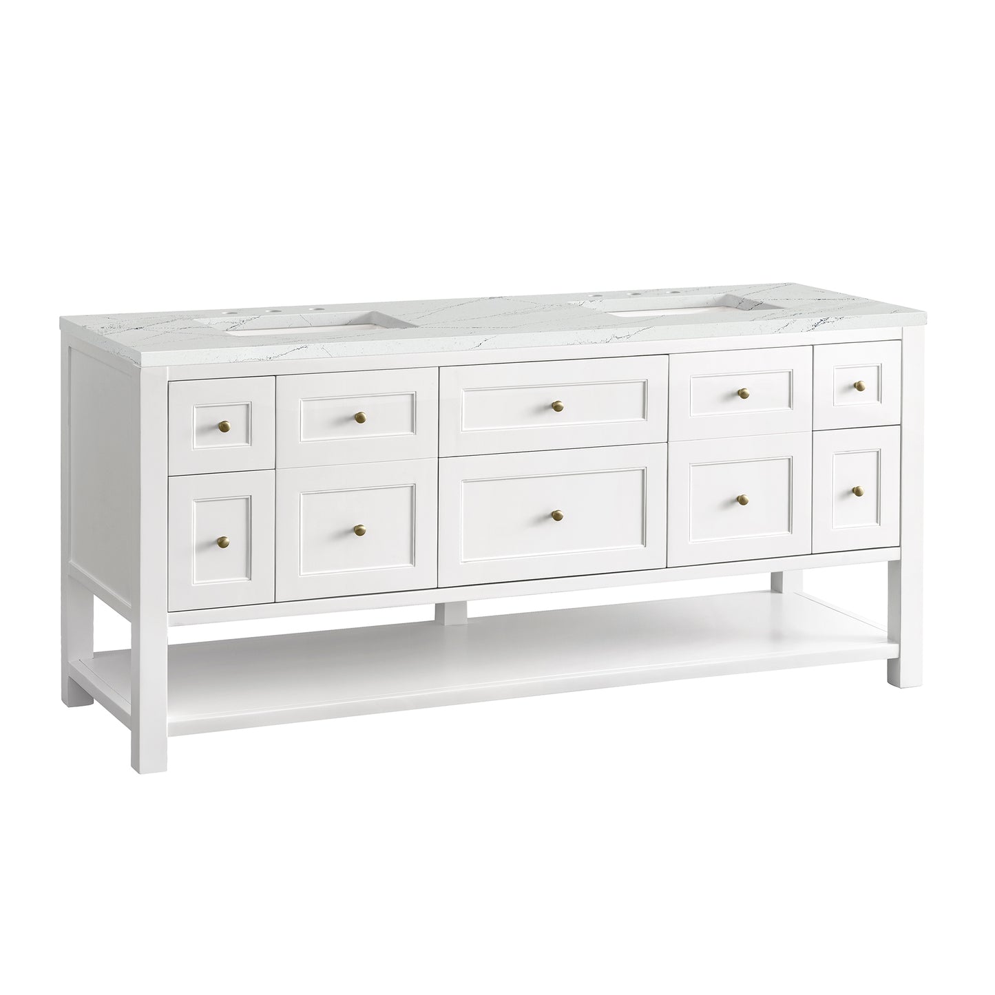 Renovate for Less Atlanta Breckenridge 72" Double Vanity, Bright White w/ 3 CM Ethereal Noctis Top
