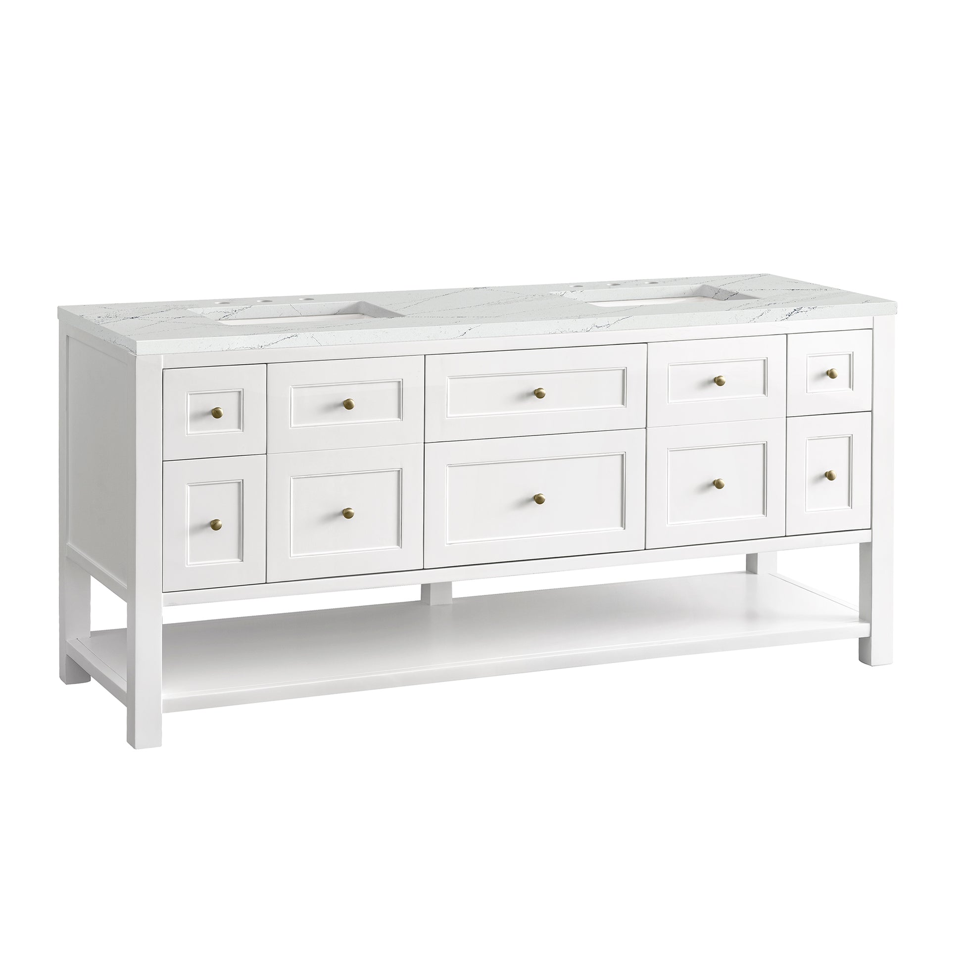 Renovate for Less Atlanta Breckenridge 72" Double Vanity, Bright White w/ 3 CM Ethereal Noctis Top