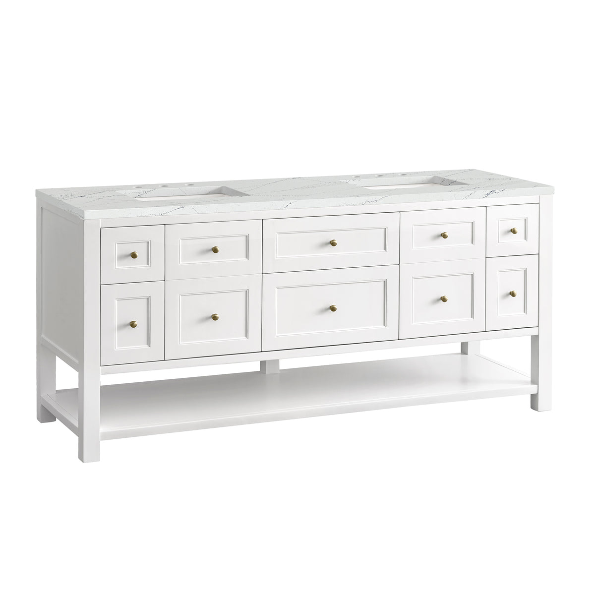 Renovate for Less Atlanta Breckenridge 72" Double Vanity, Bright White w/ 3 CM Ethereal Noctis Top
